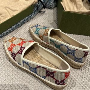 Gucci Rainbow Multicolor psychedelic mini gg espadrilles size 37.5